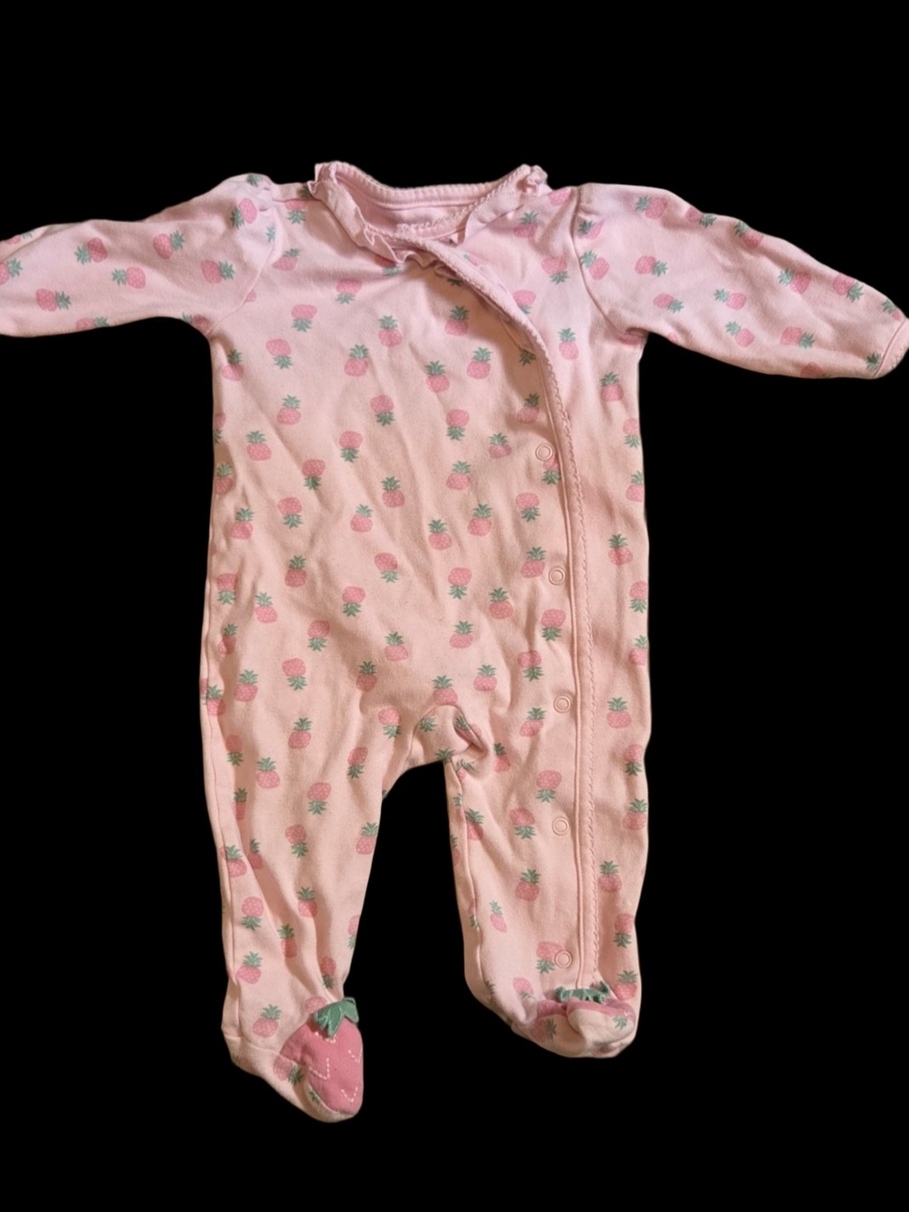 Carter's Pink Pineapple Print Baby One-Piece Footed Sleeper 9 Months